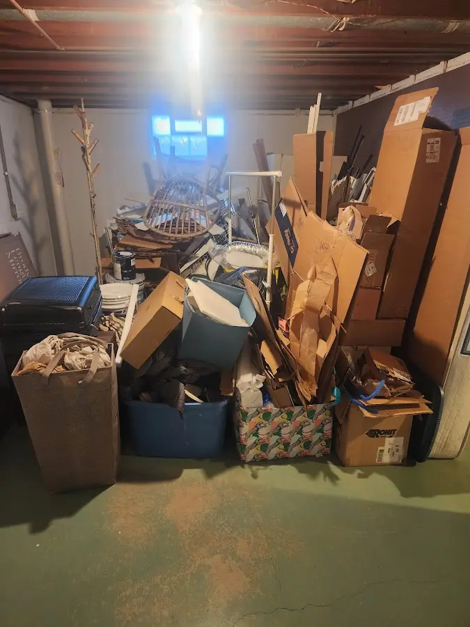 Roll-off dumpster container at job site for 8 Yard Dumpster Rental in Sunbury